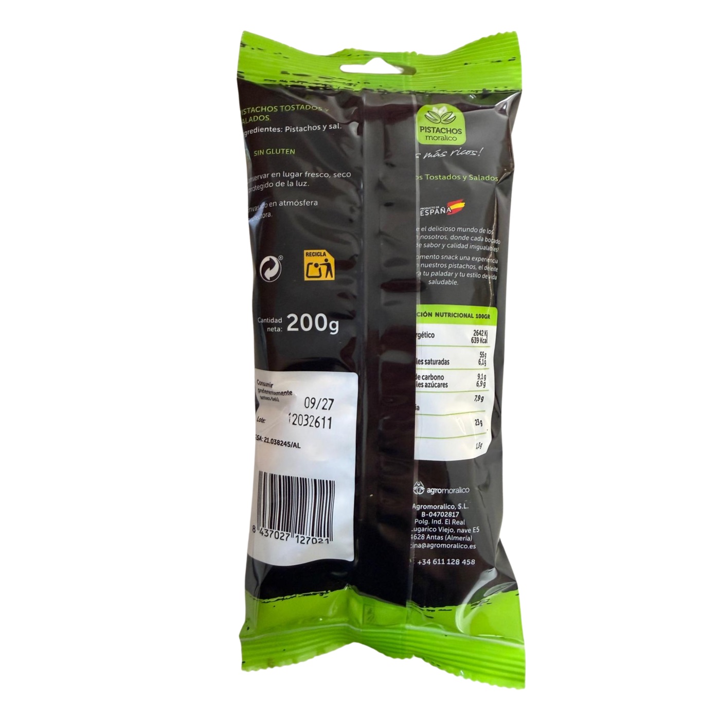 Reverso bolsa 200 g - información nutricional
